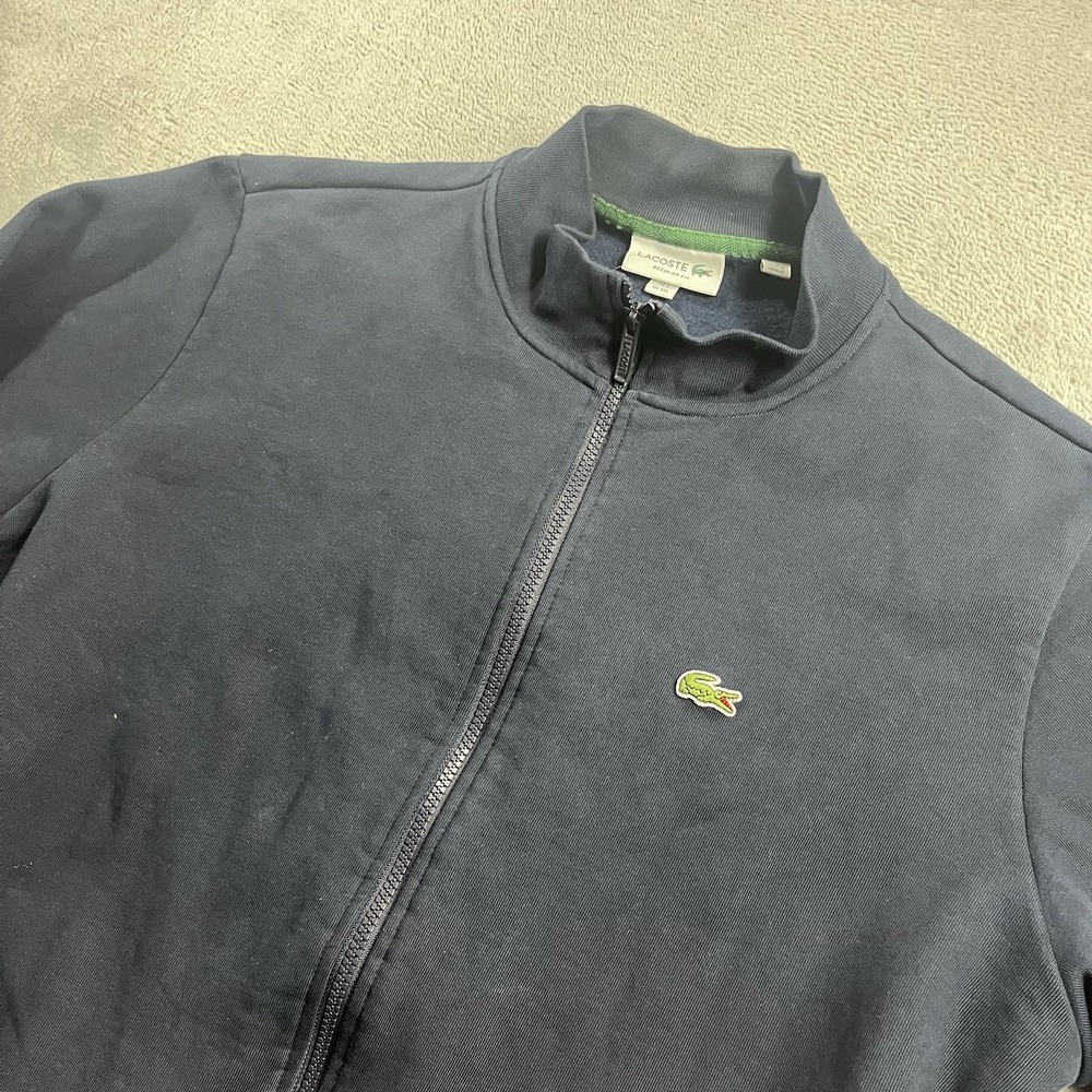 Lacoste Men US 3XL FR 8 Zip Up High Neck Fleece Lined Sweatshirt Athleisure Navy